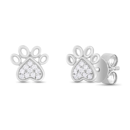 EFA54277. 14K Solid Gold Diamond Paw Studs