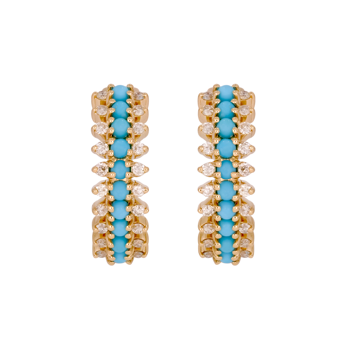 EHF57386. 14k Solid Gold Diamond and Gemstones Earrings