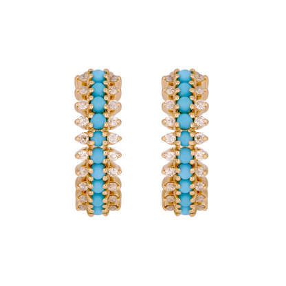 EHF57386. 14k Solid Gold Diamond and Gemstones Earrings