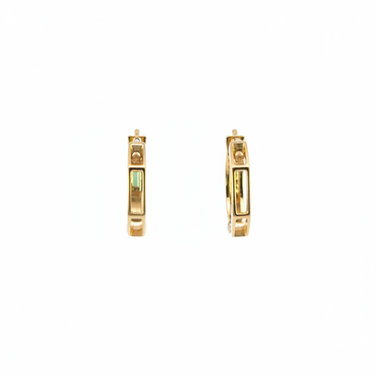 EHZ57587TQ. 14K Solid Gold Octagon Hoop Earrings with Turquoise