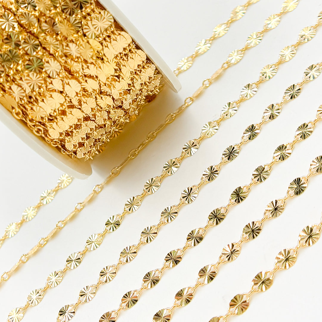 V301GF. 14k Gold Filled Diamond Cut Marina Link Chain