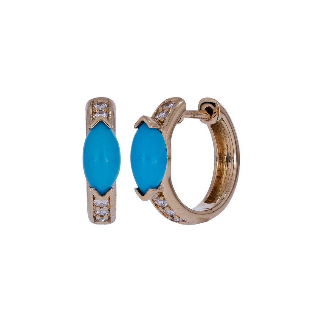 CE97351TQ8X4. 18K Solid Gold Diamond & Turquoise Earrings