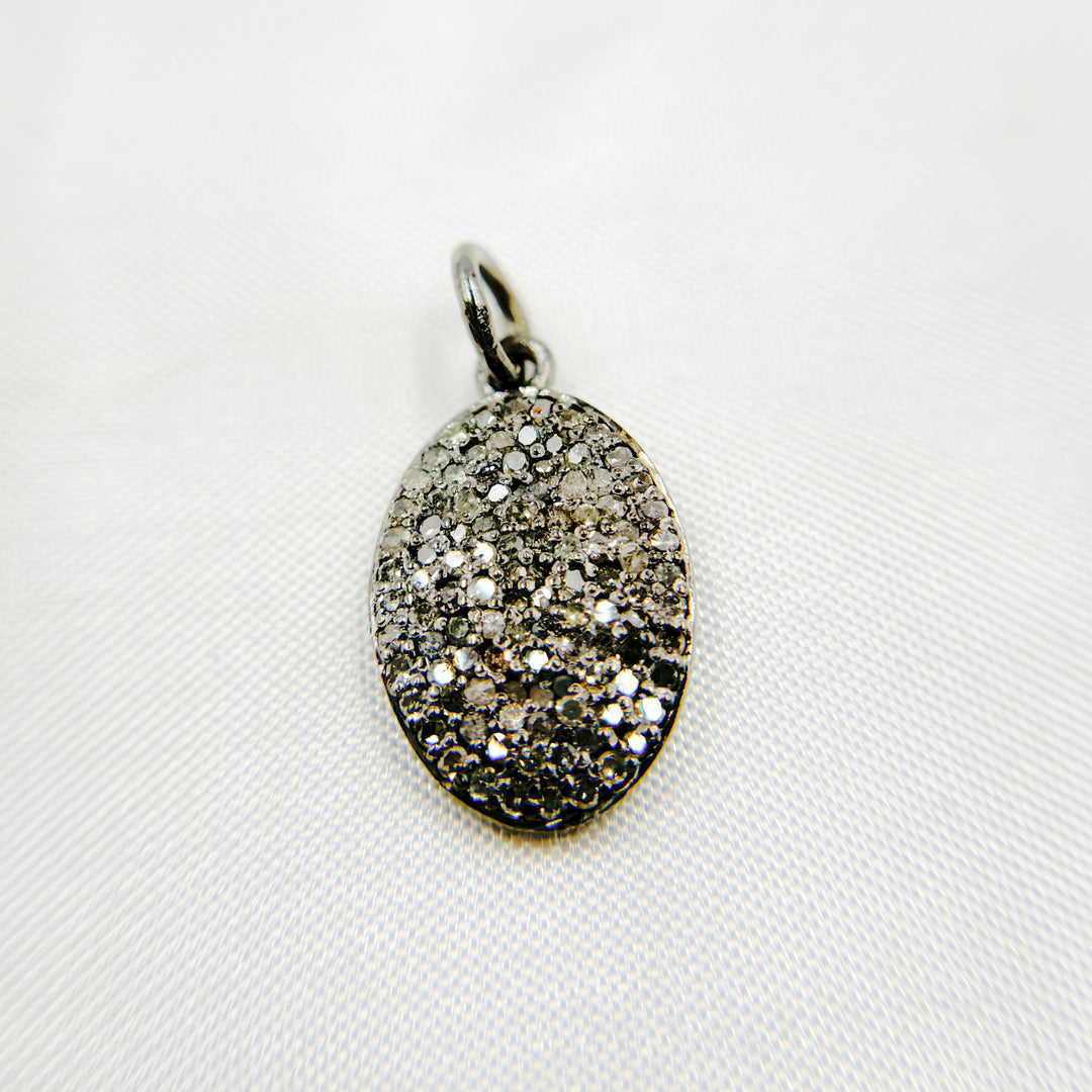 DC924. Diamond Sterling Silver Oval Charm