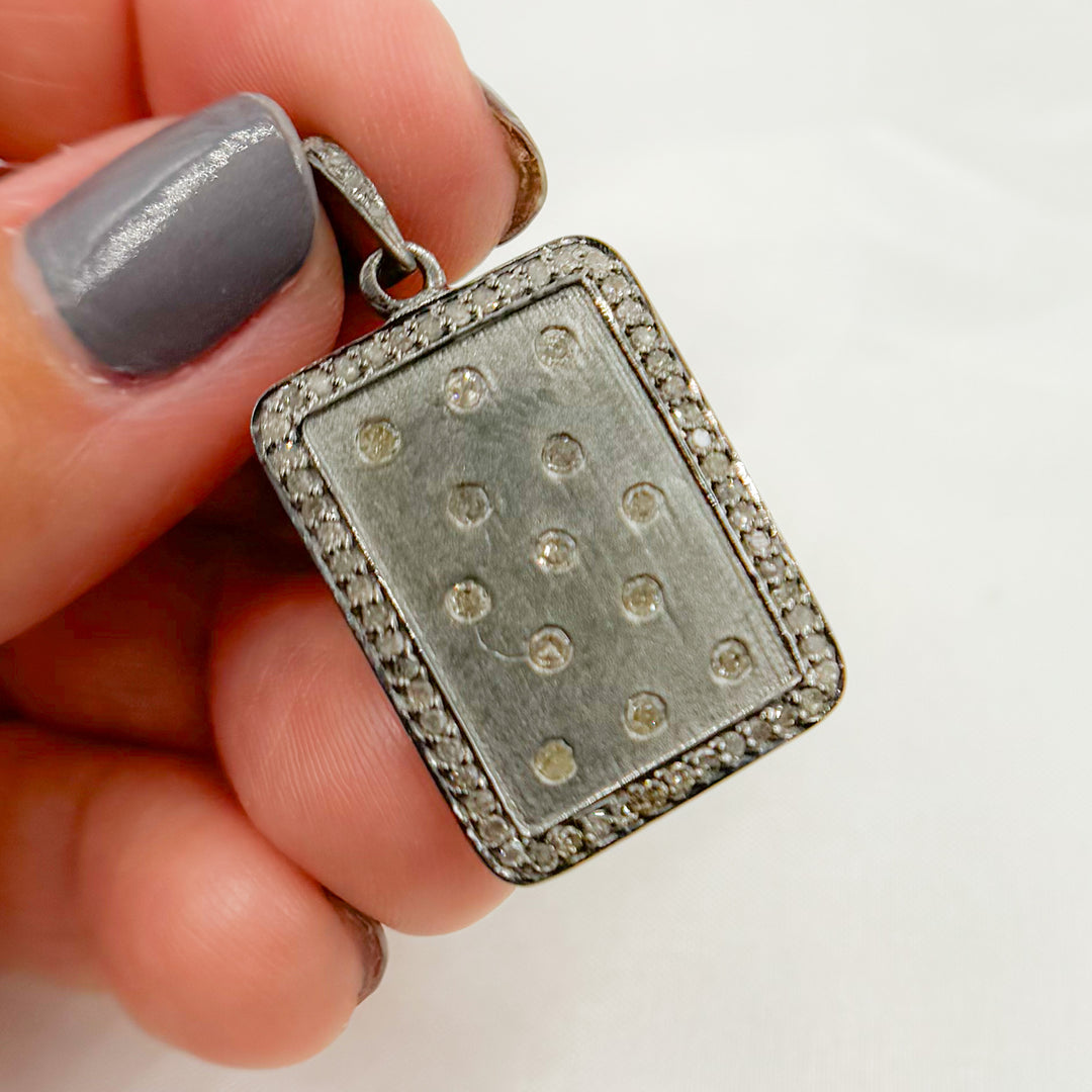 DP200. Diamond Sterling Silver Rectangle Pendant