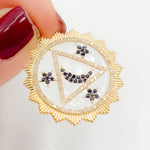 Load image into Gallery viewer, KG306. 14K Solid Gold Round Moon and Stars Pendant