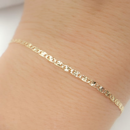 14k Solid Yellow Gold Diamond Cut Marina Link Bracelet