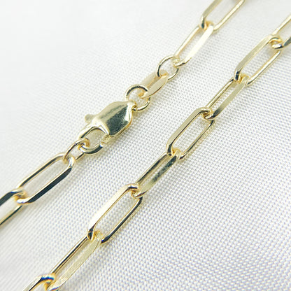 14K Solid Yellow Gold Diamond Cut Paperclip Necklace