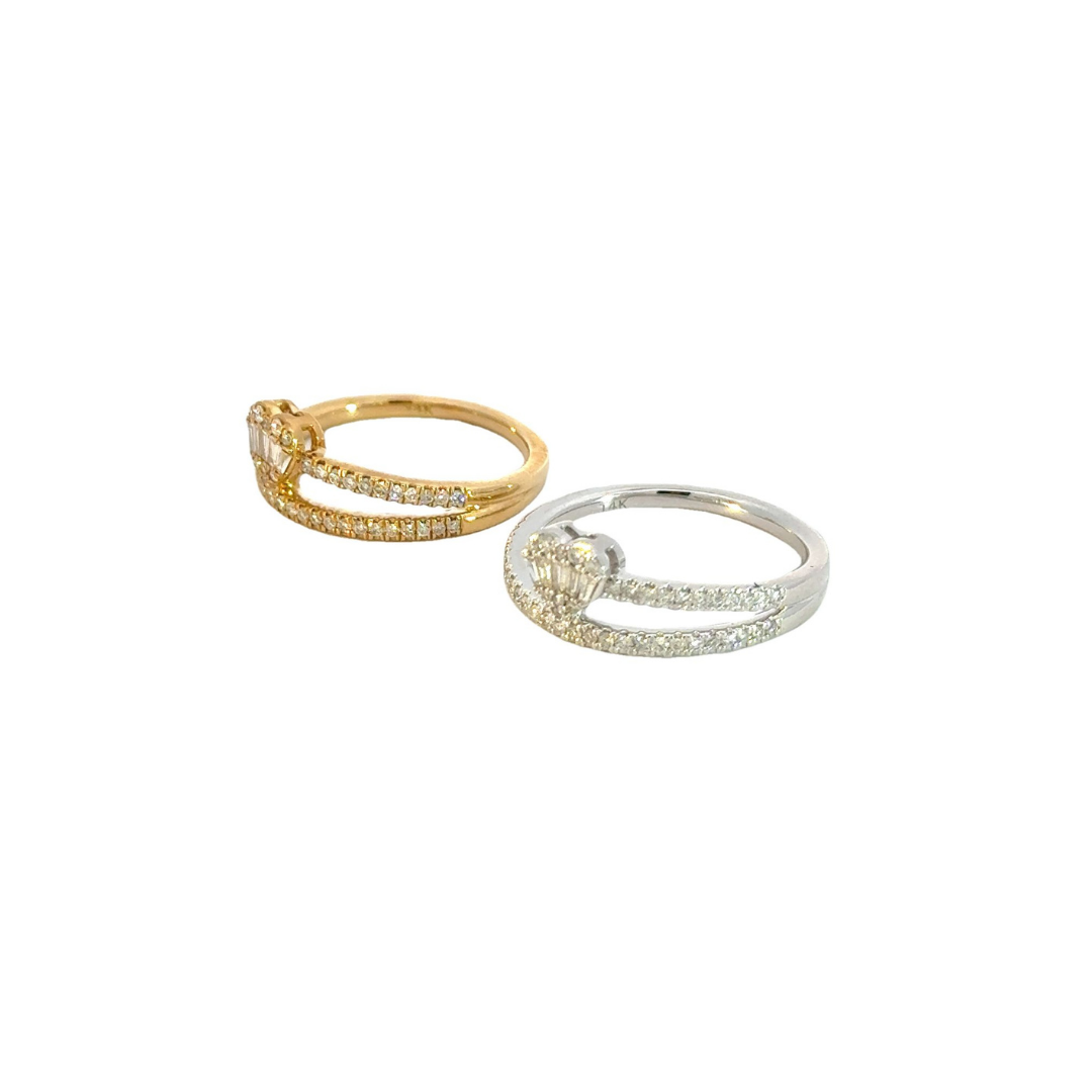14k Solid Gold Double Band Heart Ring.