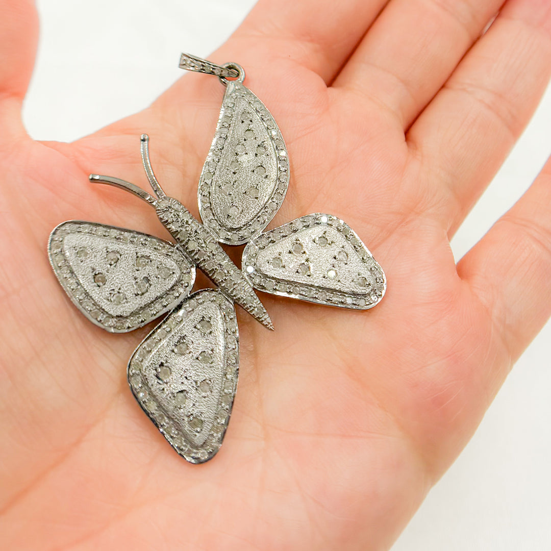 DP137. Diamond Sterling Silver Butterfly Pendant