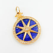KG69. 14K Solid Gold Star Round Pendant