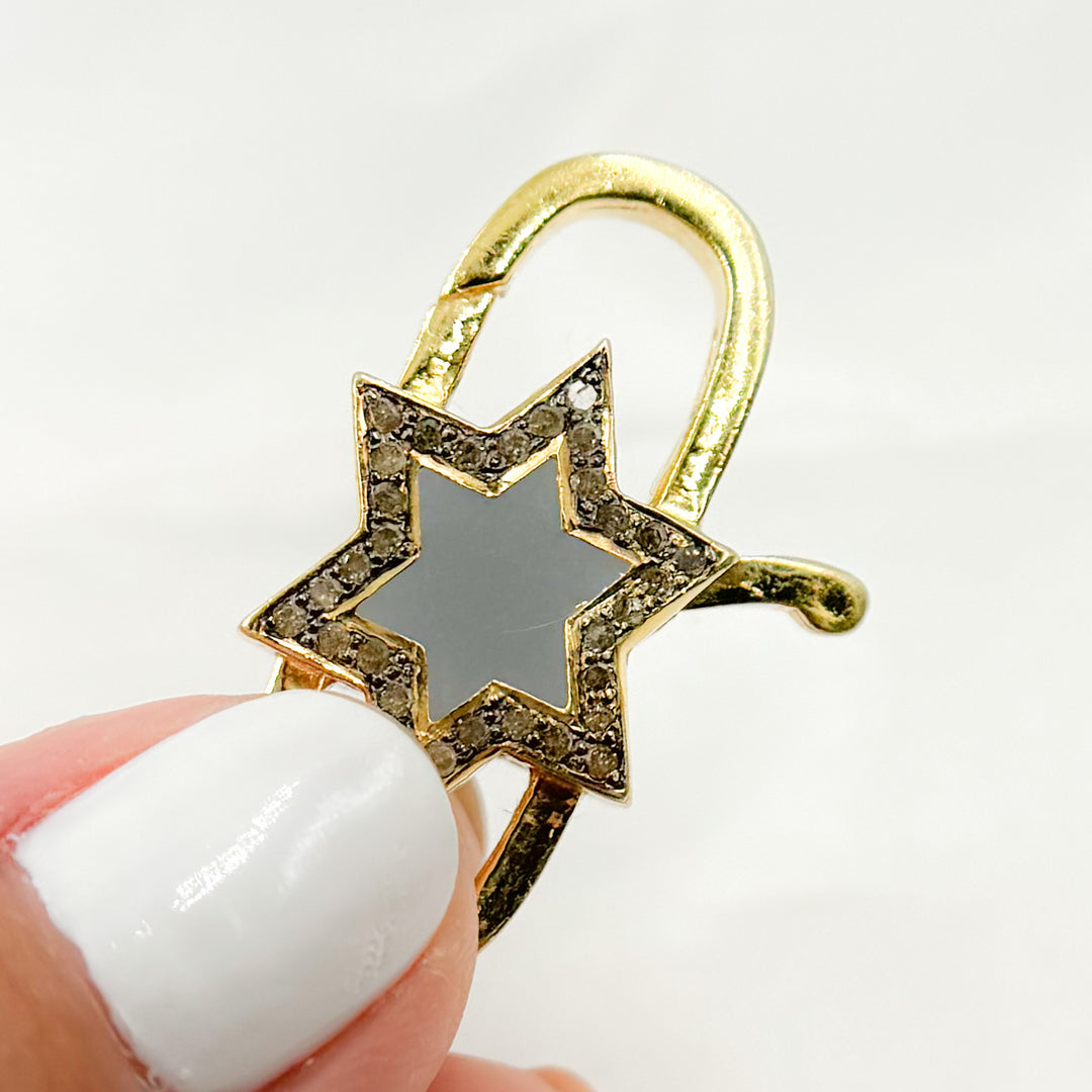 DC610A. Diamond Sterling Silver Star Enamel Trigger Clasp