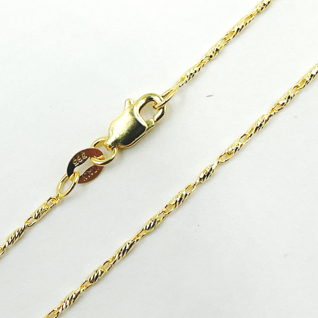 035LURCNDTL721. 14K Solid Gold Diamond Cut Bar Chain