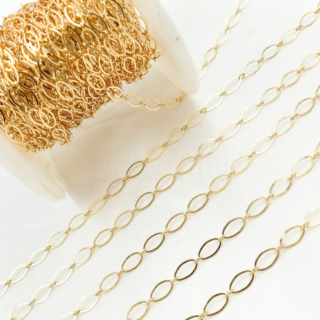 790FGF. Gold-Filled Flat Oval Long and Short Link Chain