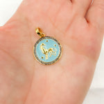 Load image into Gallery viewer, DP608A. Diamond Sterling Silver Round Leo Zodiac Enamel Pendant
