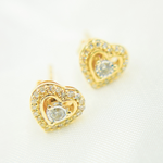 Load image into Gallery viewer, 14K Gold and Diamonds Heart Earrings. EFC51817
