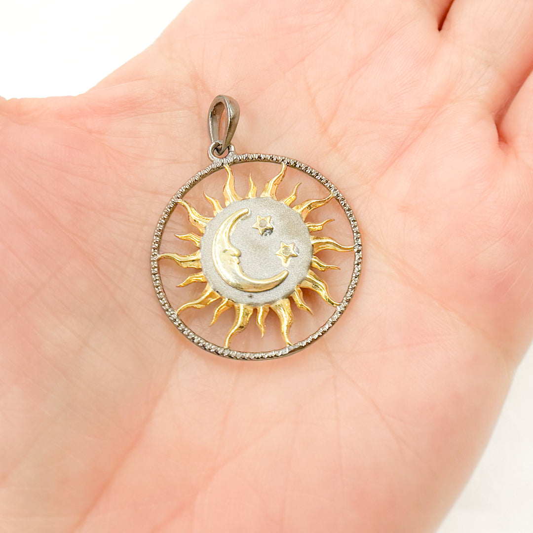DP689. Diamond Sterling Silver Sun Pendant