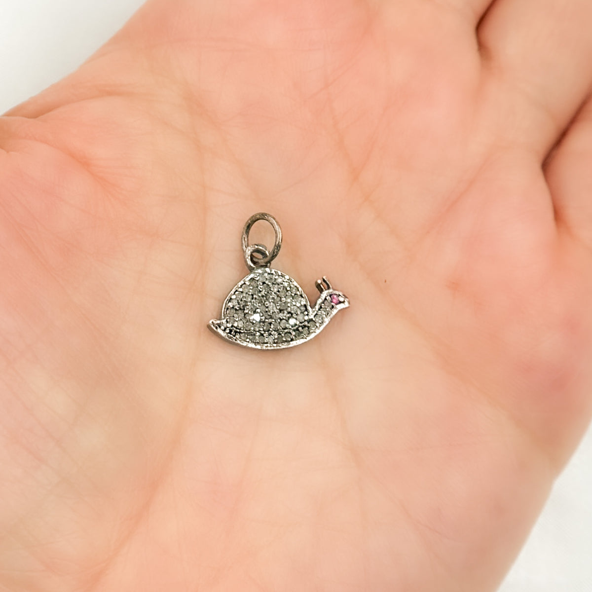 Diamond & Sterling Silver Snail Charm with Gemstones