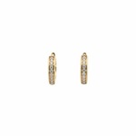 Load image into Gallery viewer, EHE56598. 14K Solid Yellow Gold Diamond Hoop Earrings