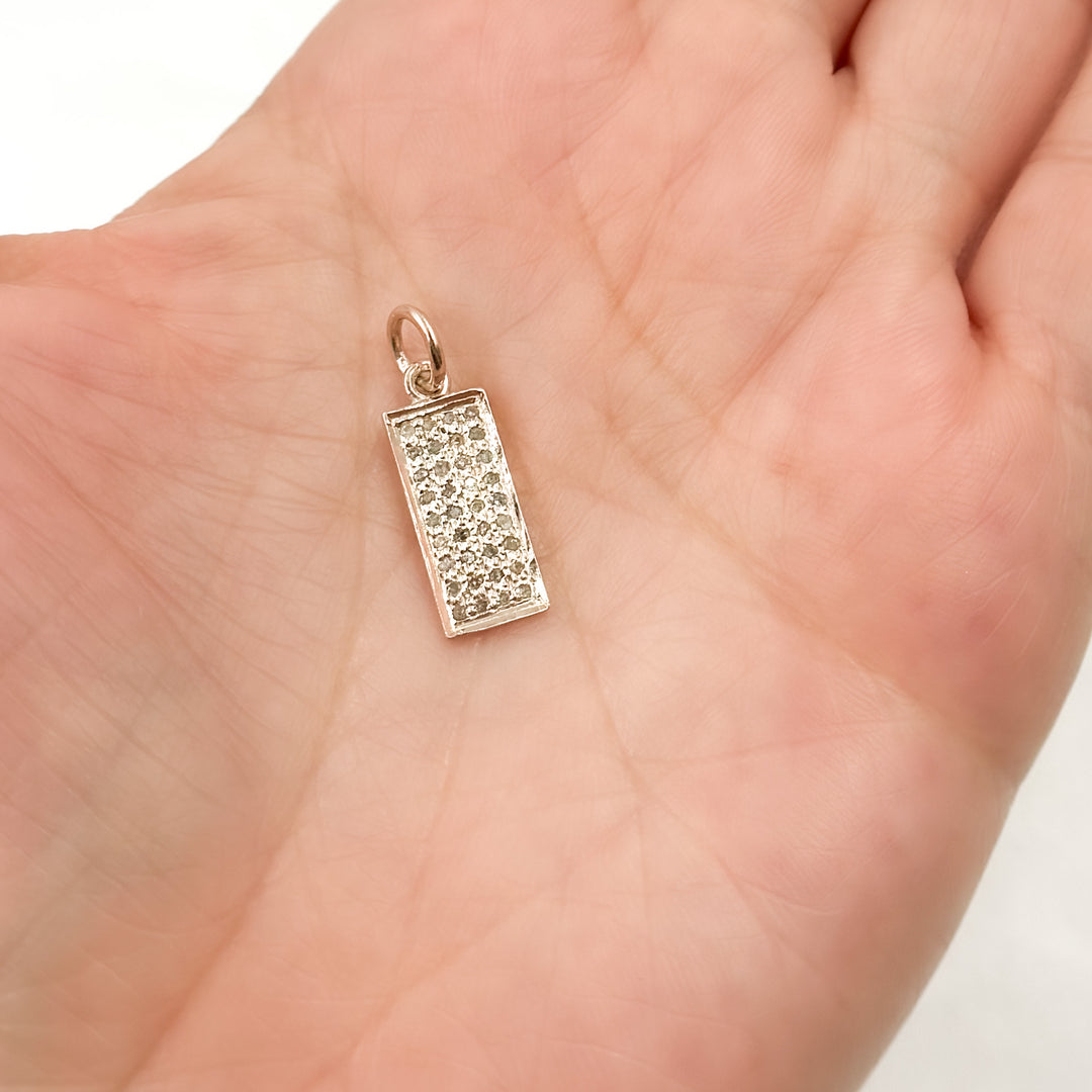 DC290. Diamond Sterling Silver Rectangle Charm