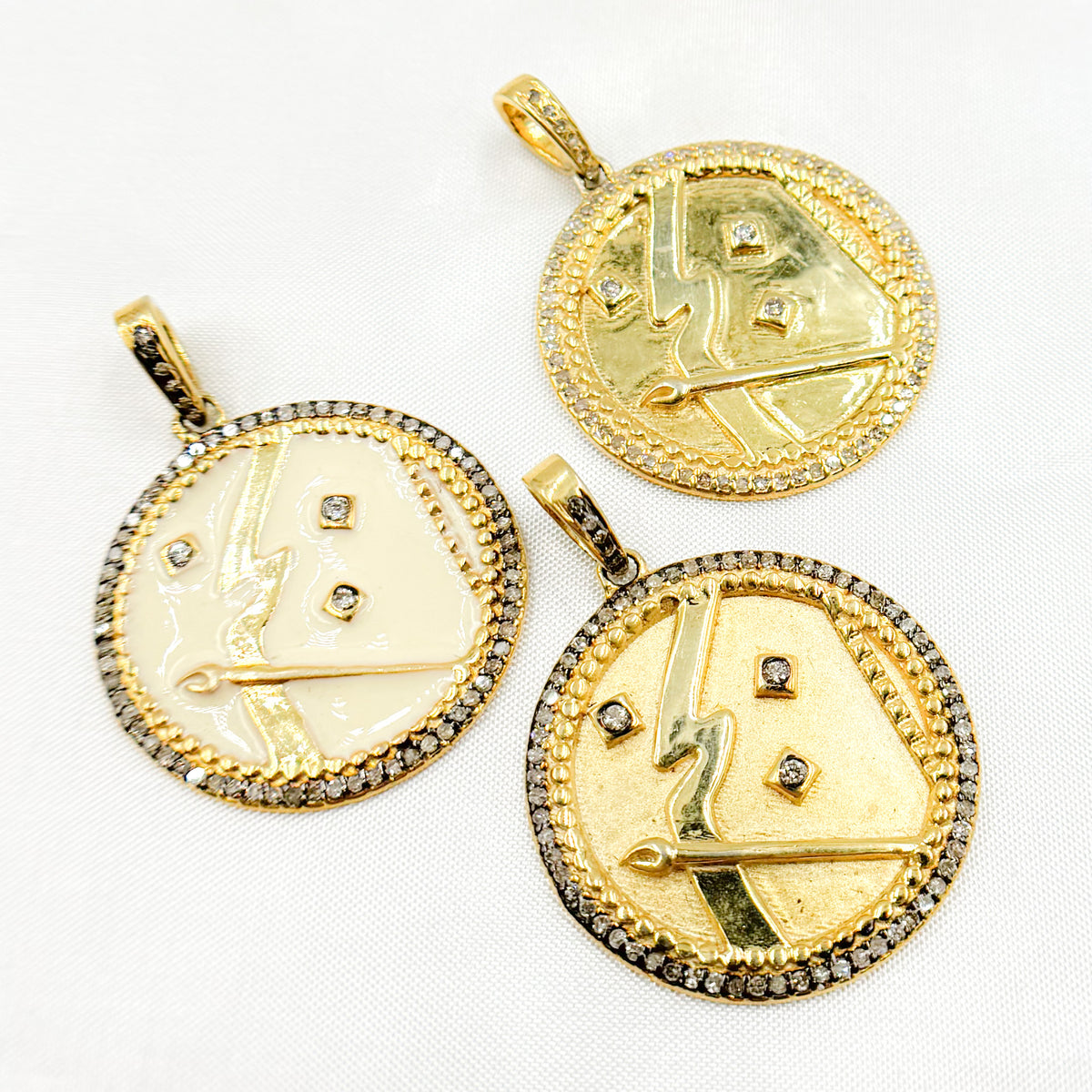 Silver Sagitarius Round Pendant