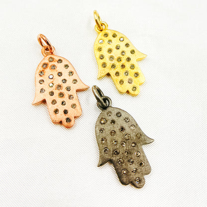 DP447. Diamond Sterling Silver Hamsa Pendant