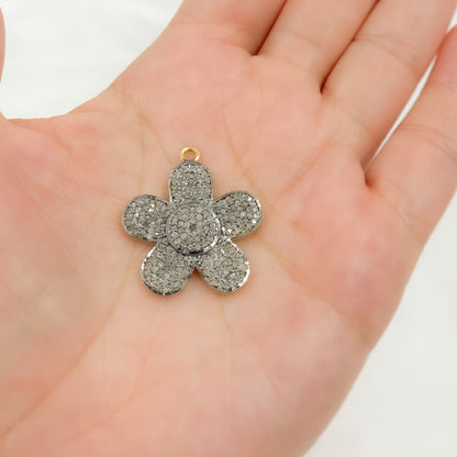 DC278. Diamond & Sterling Silver Flower Pendant