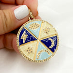 Load image into Gallery viewer, DP534A. Diamond Sterling Silver Lucky Round Enamel Pendant
