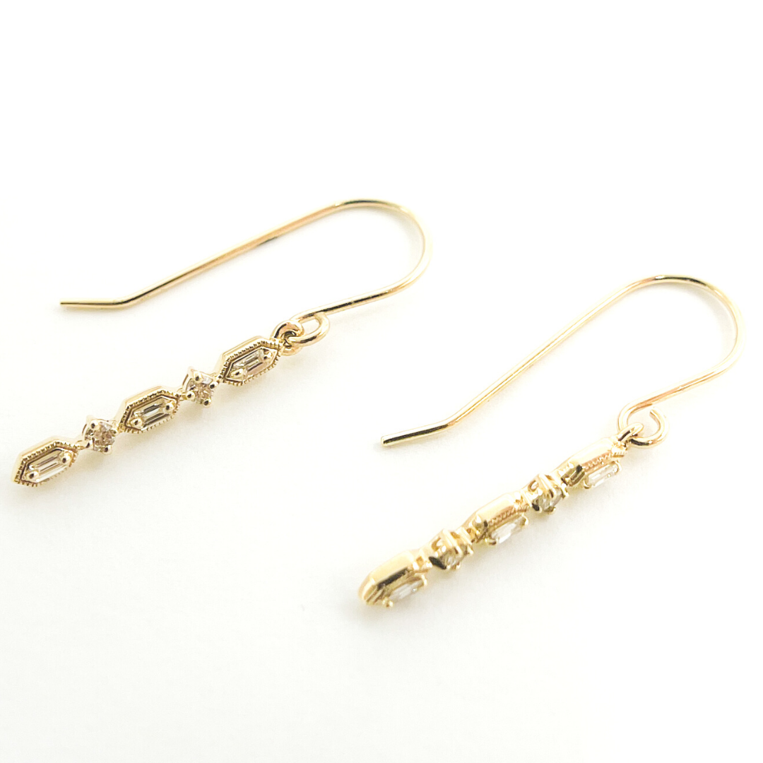 14K Solid Gold and Diamonds Threader Earrings. EFB52037BS