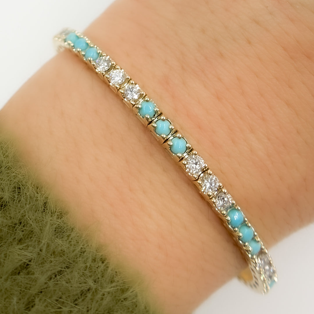 BNM68560. 14K Solid Yellow Gold Diamond and Gemstone Bangle