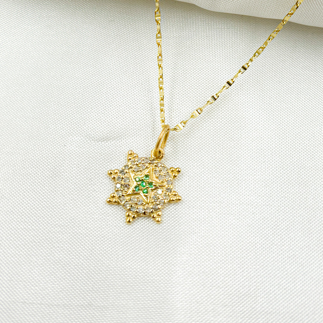 14K Solid Gold Star Charm with Diamonds and Gemstones. GDP373