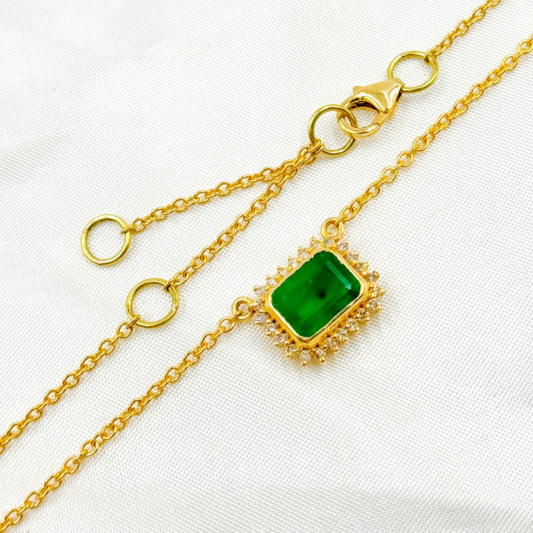 14K Solid Gold Diamond and Gemstone Necklace. CN96104EM