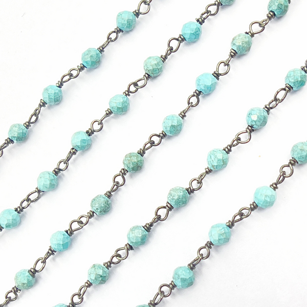 Turquoise Black Rhodium Wire Chain