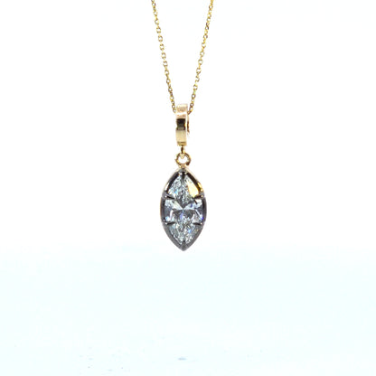 CML00353. 14K Solid Gold Marquise-Shaped Diamond Charm