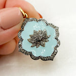 Load image into Gallery viewer, DP341A. Diamond Sterling Silver Flower Enamel Pendant
