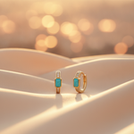 Load image into Gallery viewer, CE97352TQ5X3. 18K Solid Gold Diamond &amp; Turquoise Earrings