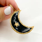 Load image into Gallery viewer, DP525A. Diamond Sterling Silver Moon Enamel Pendant
