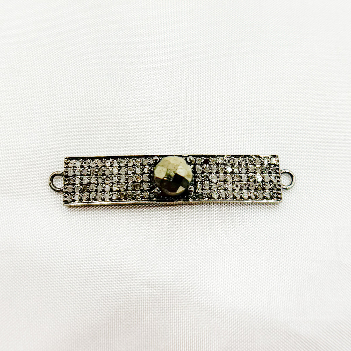 DC9. Silver Diamond and Gemstone Rectangle Connector