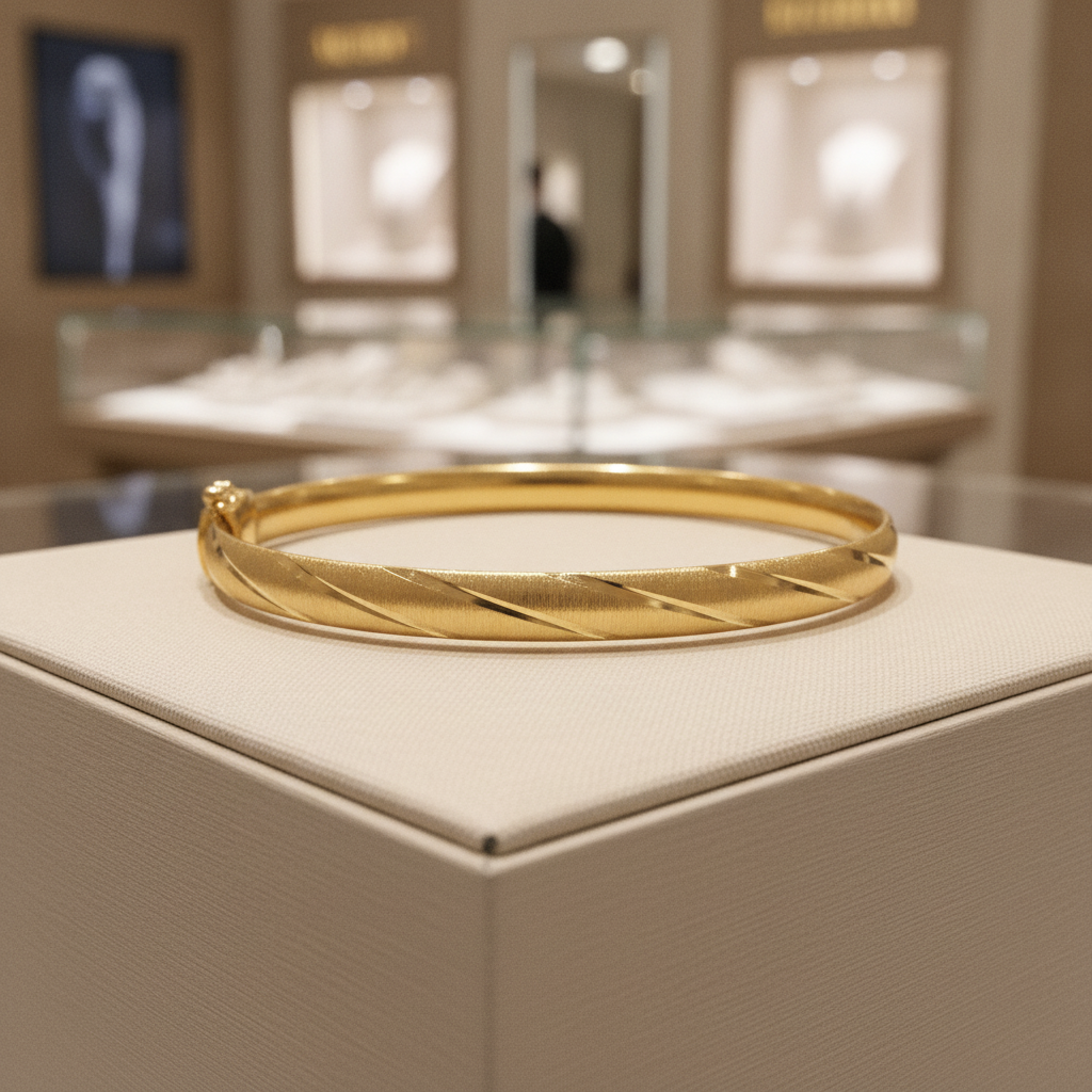 Bangle19. 14K Solid Gold Matte Textured Bangle