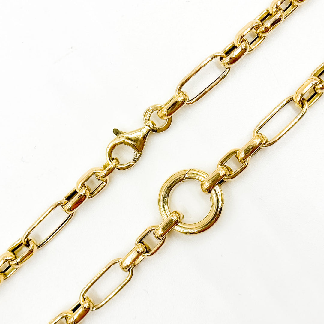 000HVW8604030. 14K Solid Gold Hollow 1 Long and 5 Short Fancy Necklace
