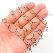 Sterling Silver Diamond Cut Round and Oval Links Chain