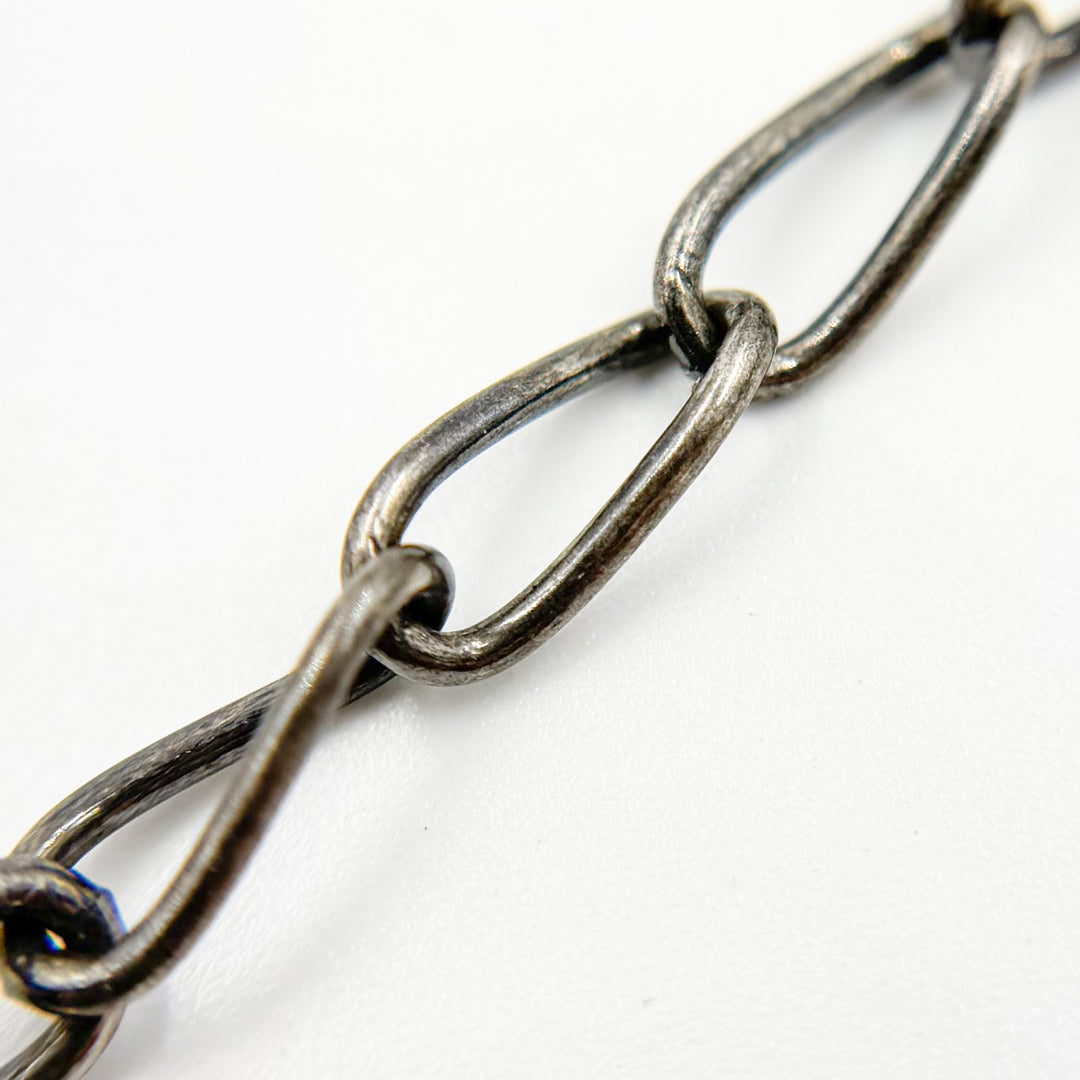 V62BR. Black Rhodium Sterling Silver Smooth Cable Chain