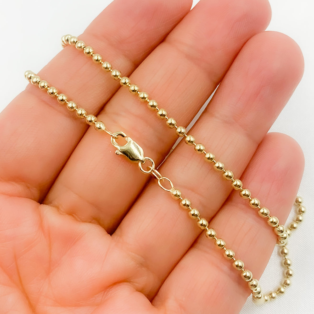 14K Solid Yellow Gold Ball Necklace