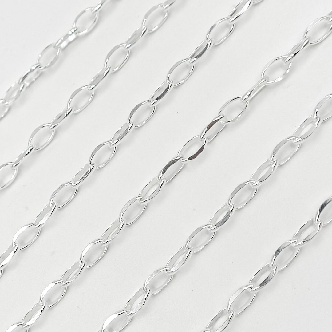 Y126DCSS. Sterling Silver Diamond Cut Oval Link Chain