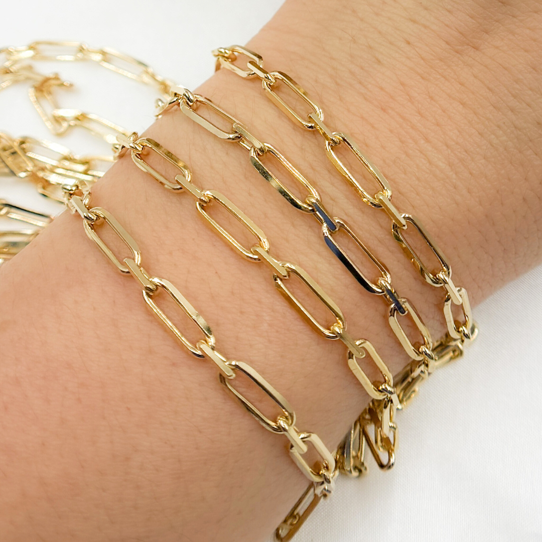 Gold Plated 925 Sterling Silver Diamond Cut Paperclip Link Chain