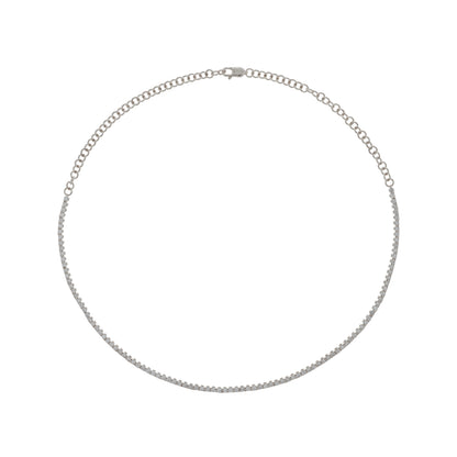 14K Solid Gold Diamond Tennis Choker Necklace