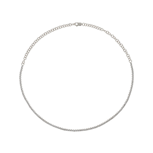 14K Solid Gold Diamond Tennis Choker Necklace