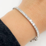 Load image into Gallery viewer, BFP60865. 14K Solid White Gold Diamond Baguette Tennis and Paperclip Bracelet
