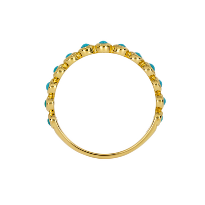14K Solid Gold Turquoise