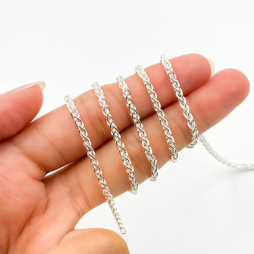 473SS. 925 Sterling Silver Wheat Chain