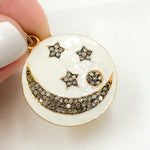 Load image into Gallery viewer, DP510A. Diamond Sterling Silver Round Moon and Star Enamel Pendant
